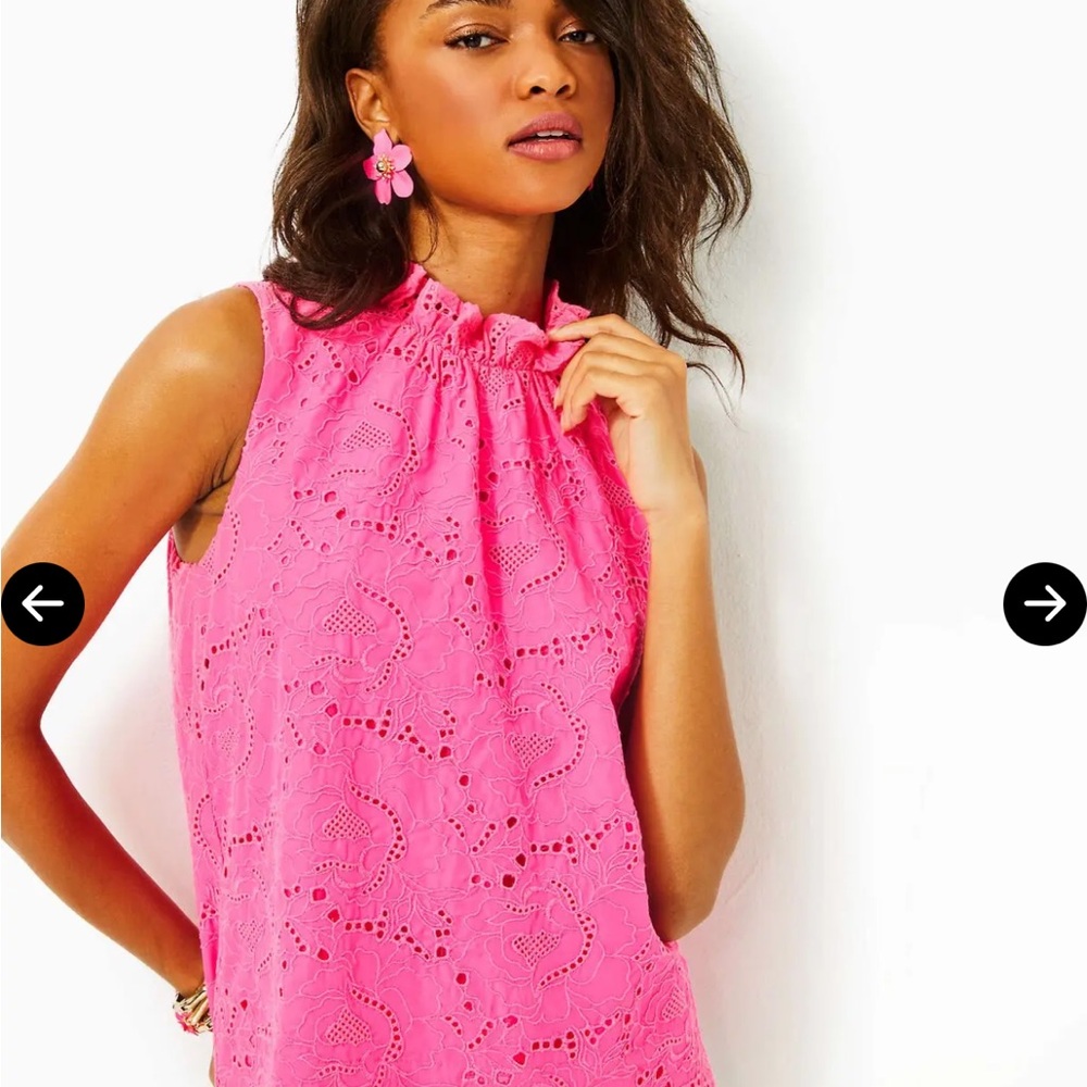 Lilly Pulitzer Dahliana Pink Eyelet Top